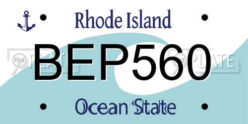 BEP560 Rhode Island License Plate