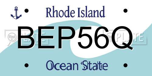BEP56Q Rhode Island License Plate