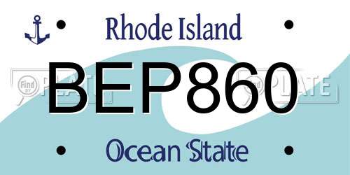 BEP860 Rhode Island License Plate