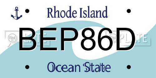 BEP86D Rhode Island License Plate