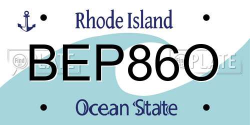 BEP86O Rhode Island License Plate