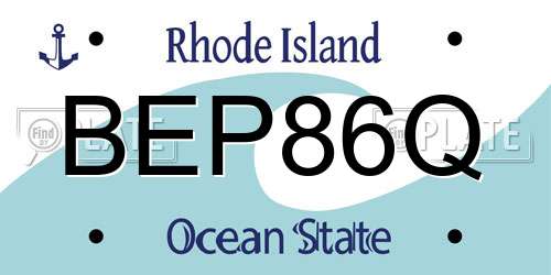 BEP86Q Rhode Island License Plate