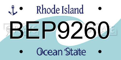 BEP9260 Rhode Island License Plate