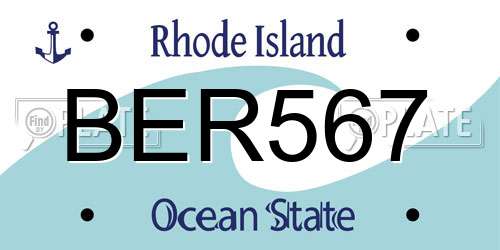 BER567 Rhode Island License Plate