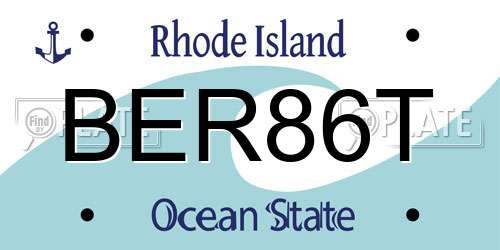 BER86T Rhode Island License Plate