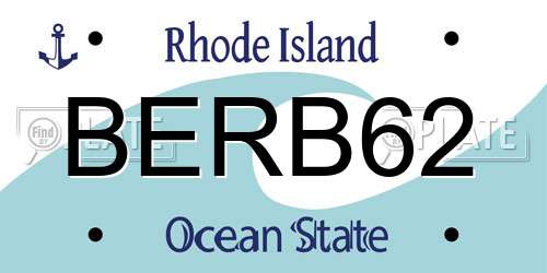 BERB62 Rhode Island License Plate