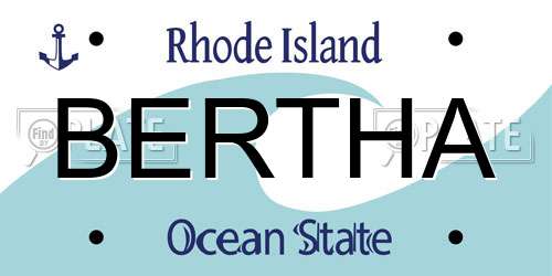 BERTHA Rhode Island License Plate