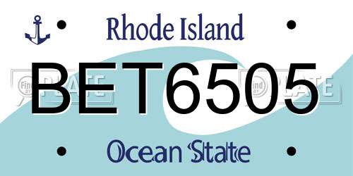 BET6505 Rhode Island License Plate