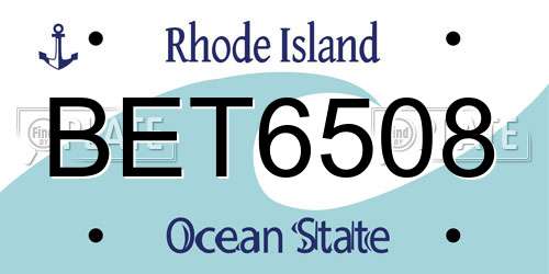 BET6508 Rhode Island License Plate