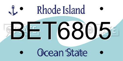 BET6805 Rhode Island License Plate