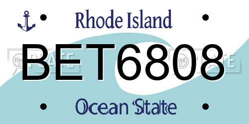 BET6808 Rhode Island License Plate