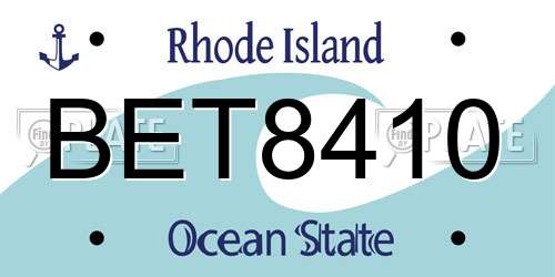 BET8410 Rhode Island License Plate