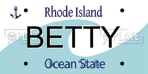 BETTY Rhode Island License Plate
