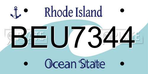 BEU7344 Rhode Island License Plate
