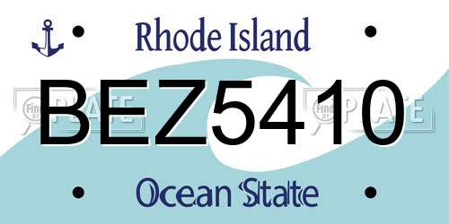 BEZ5410 Rhode Island License Plate