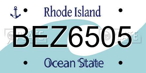 BEZ6505 Rhode Island License Plate
