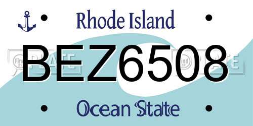 BEZ6508 Rhode Island License Plate
