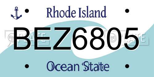 BEZ6805 Rhode Island License Plate