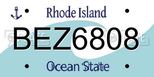 BEZ6808 Rhode Island License Plate