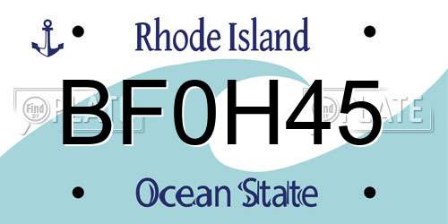BF0H45 Rhode Island License Plate