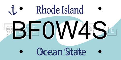 BF0W4S Rhode Island License Plate