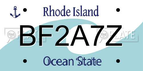 BF2A7Z Rhode Island License Plate