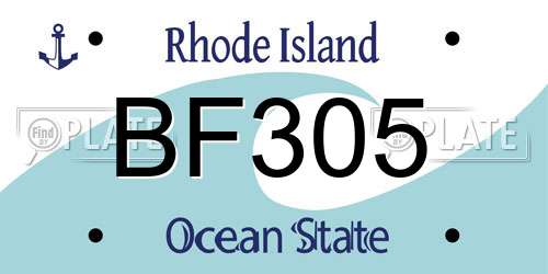 BF305 Rhode Island License Plate