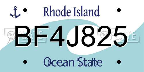 BF4J825 Rhode Island License Plate