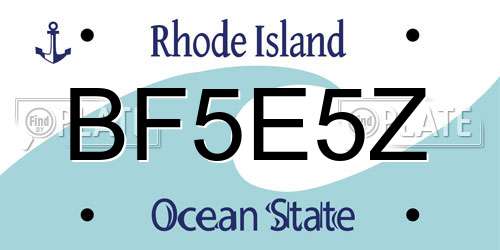 BF5E5Z Rhode Island License Plate