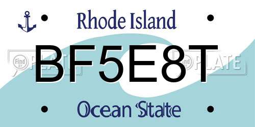 BF5E8T Rhode Island License Plate