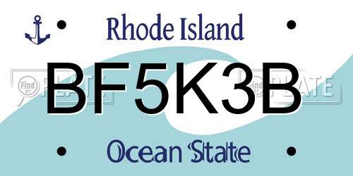 BF5K3B Rhode Island License Plate