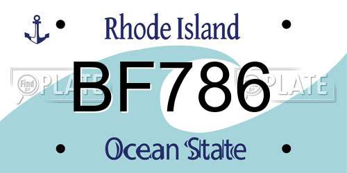 BF786 Rhode Island License Plate