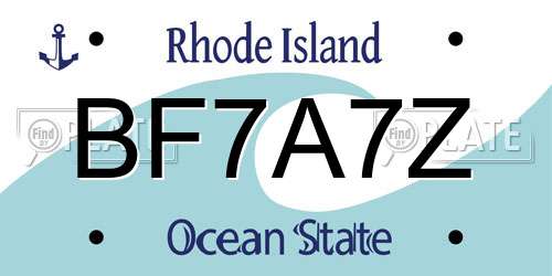 BF7A7Z Rhode Island License Plate
