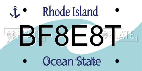 BF8E8T Rhode Island License Plate