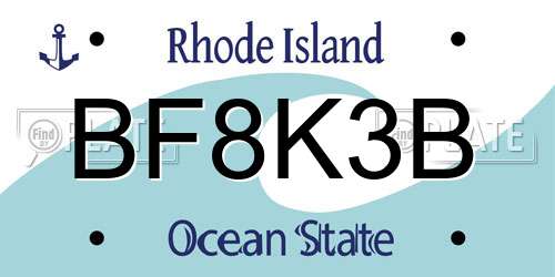 BF8K3B Rhode Island License Plate