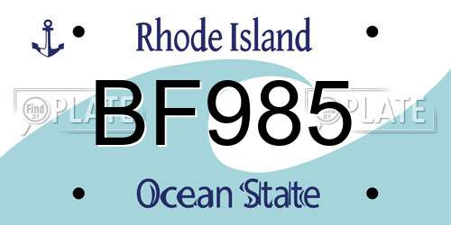 BF985 Rhode Island License Plate