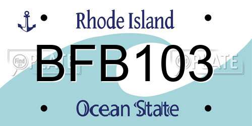 BFB103 Rhode Island License Plate