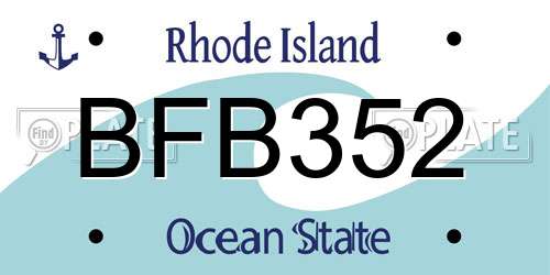 BFB352 Rhode Island License Plate