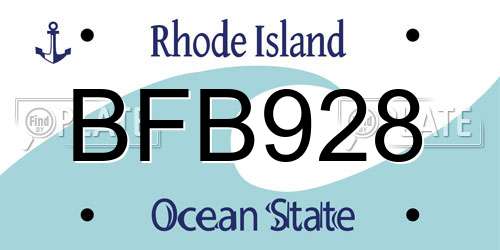 BFB928 Rhode Island License Plate