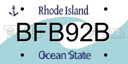 BFB92B Rhode Island License Plate