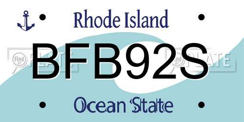 BFB92S Rhode Island License Plate