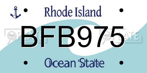 BFB975 Rhode Island License Plate