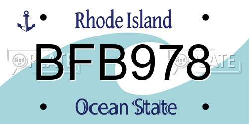 BFB978 Rhode Island License Plate
