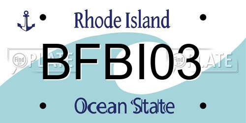 BFBI03 Rhode Island License Plate
