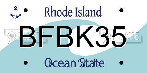 BFBK35 Rhode Island License Plate