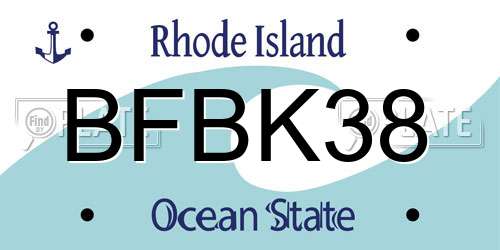 BFBK38 Rhode Island License Plate