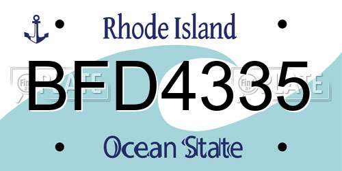 BFD4335 Rhode Island License Plate