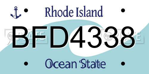 BFD4338 Rhode Island License Plate