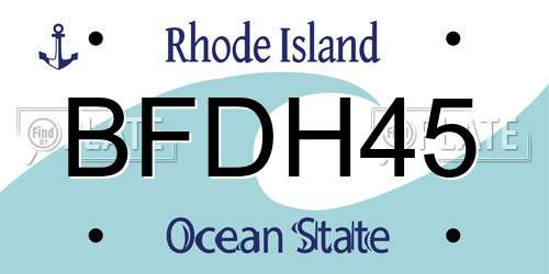 BFDH45 Rhode Island License Plate