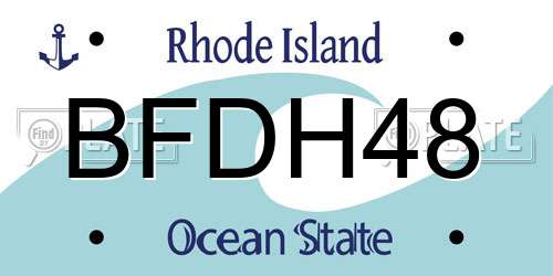 BFDH48 Rhode Island License Plate